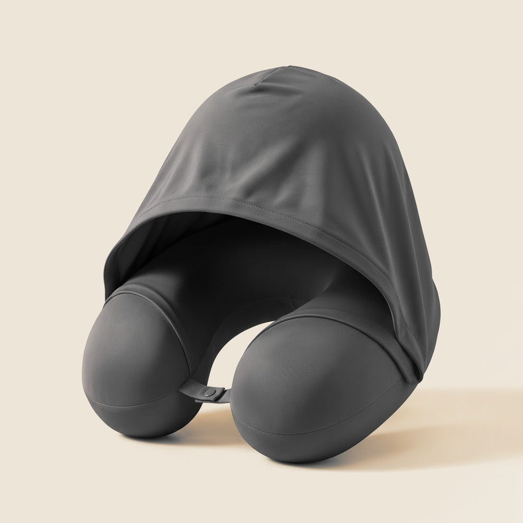 Oreiller de voyage à capuche DreamSleepy – Gris anthracite