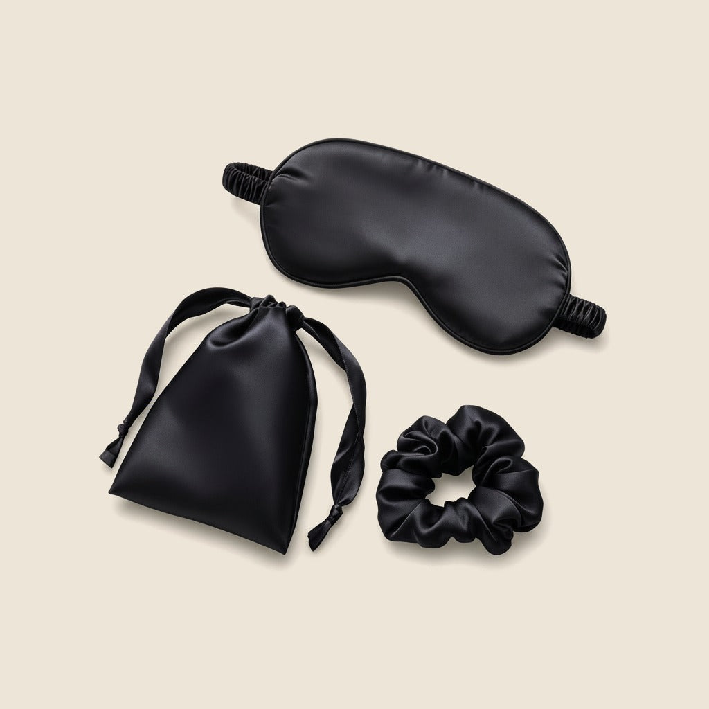 Set de sommeil en satin DreamSleepy – Noir